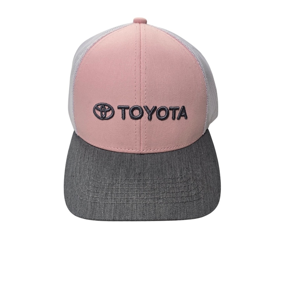 Toyota Trucker Hat Pink Grey White Mesh Snapback Baseball Cap Embroidered Logo